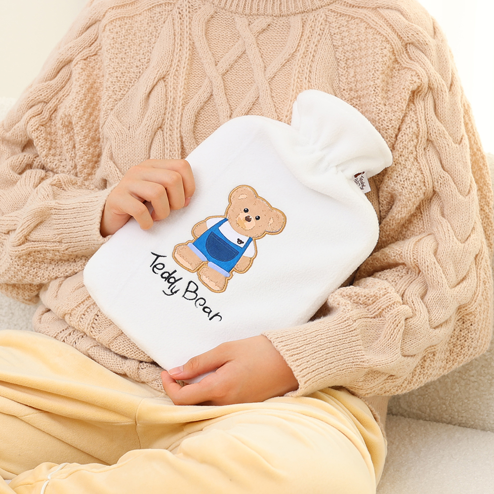 [테디베어] 보온물주머니 폴리커버 블루진 2L 핫팩 찜질팩 [크림, 그레이]